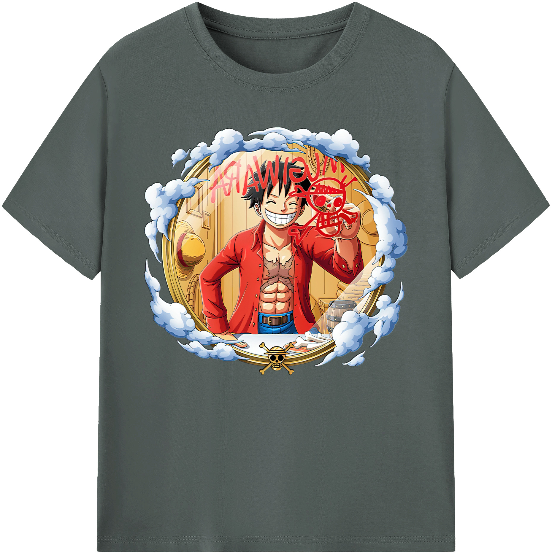 ワンピース モンキー・D・ルフィ ONE PIECE Monkey D. Luffy 綿100％ メンズ半袖Tシャツ｜肌触りやわらか＆通気性